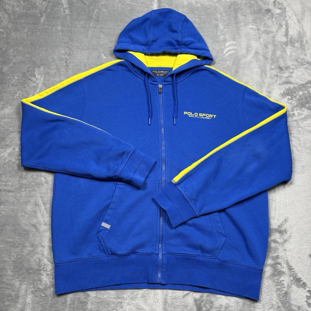 Polo Sport Ralph Lauren Blue Zip Front Hooded Jacket Hoodie Men's Size XL